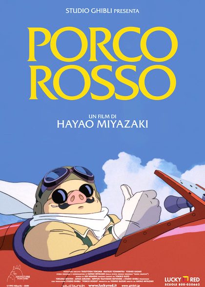 Copertina del film Porco Rosso. Ha pollice alzato e un'espressione sicura.
